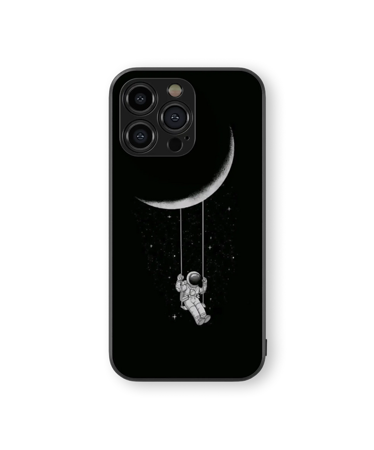 Astronaut Moon Swing Glass Mobile Cover | Cosmic Adventure Series | Premium Glass Back Case