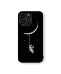 Astronaut Moon Swing Glass Mobile Cover | Cosmic Adventure Series | Premium Glass Back Case