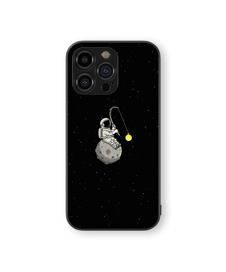 Astronaut Fishing on Moon Glass Mobile Cover | Cosmic Adventure Series | Premium Glass Back Case
