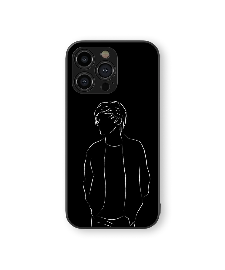 Minimalist Male Silhouette Glass Mobile Cover | Monochrome Series | Premium Glass Back Case