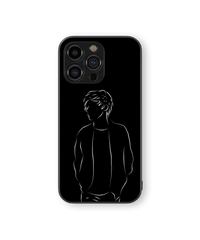 Minimalist Male Silhouette Glass Mobile Cover | Monochrome Series | Premium Glass Back Case
