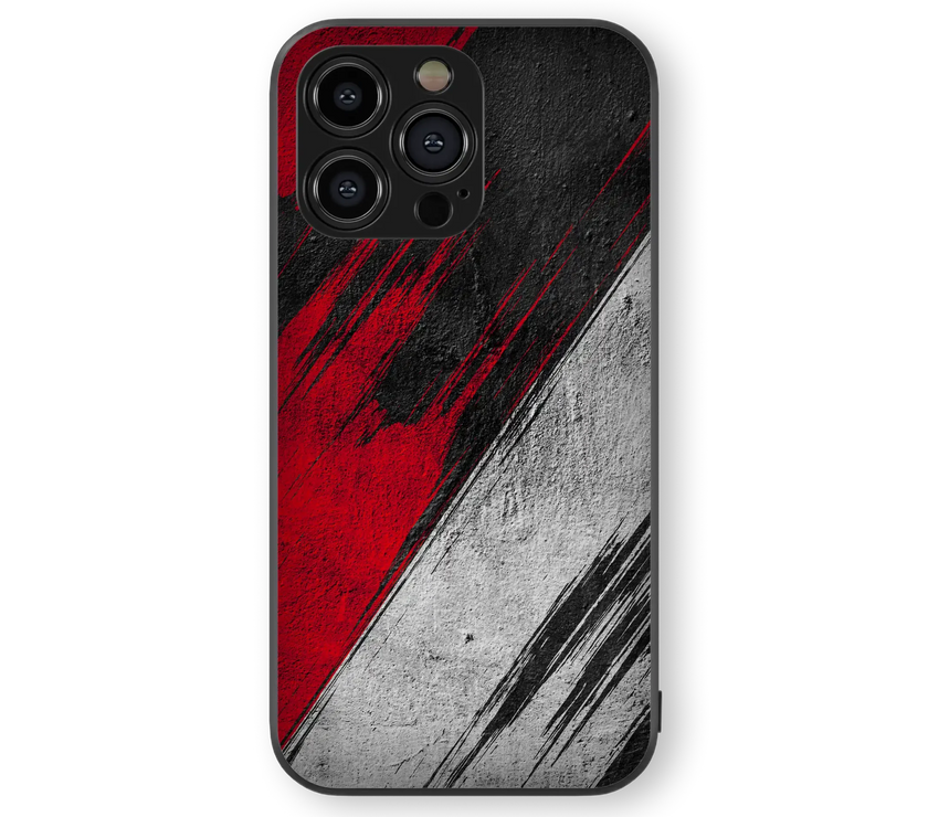 Abstract Art Red and Black Glass Mobile Cover | Modern Artistic Series | Premium Glass Back Case