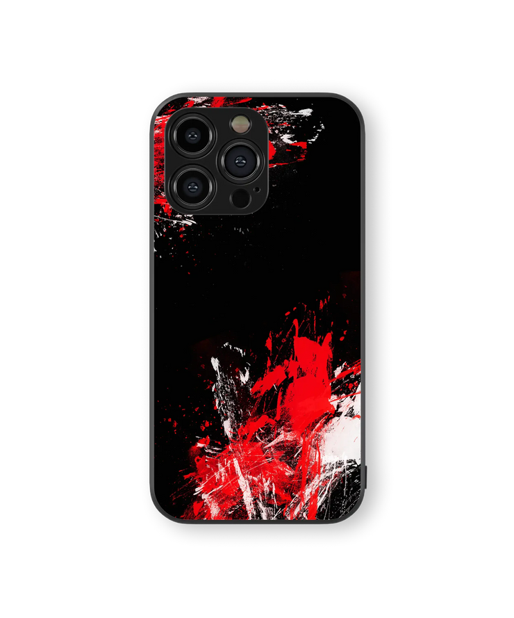 Abstract Art Explosion Glass Mobile Cover | Red and Black Splash | Premium Glass Back Case