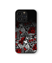 Skulls and Gears Glass Mobile Cover | Dark Arts Series | Premium Glass Back Case