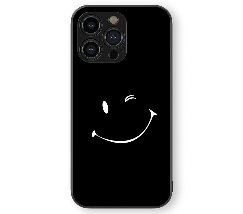 Smiley Face Glass Mobile Cover | Minimalist Series | Premium Glass Back Case
