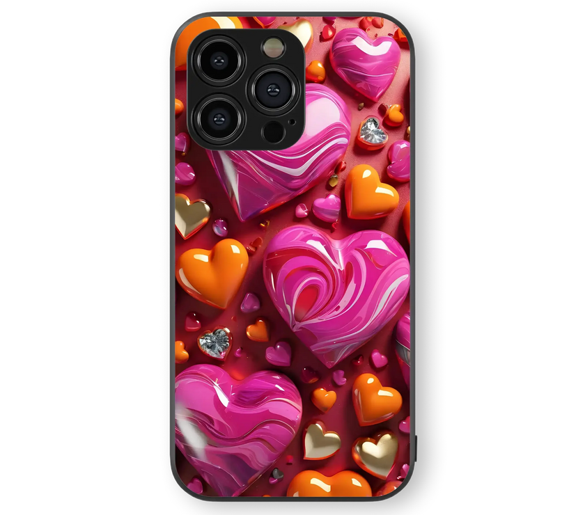 Love Hearts Glass Mobile Cover | Valentine's Special | Premium Glass Back Case