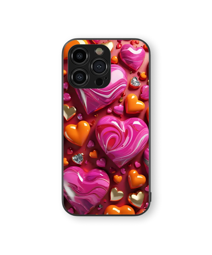 Love Hearts Glass Mobile Cover | Valentine's Special | Premium Glass Back Case