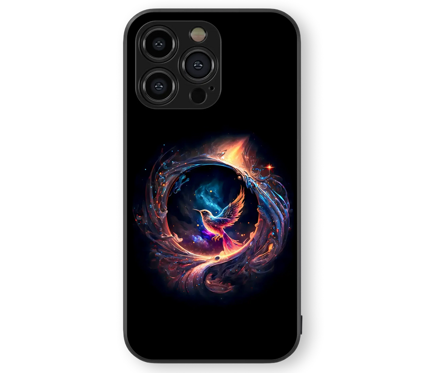 Cosmic Phoenix Glass Mobile Cover | Stellar Collection | Premium Glass Back Case