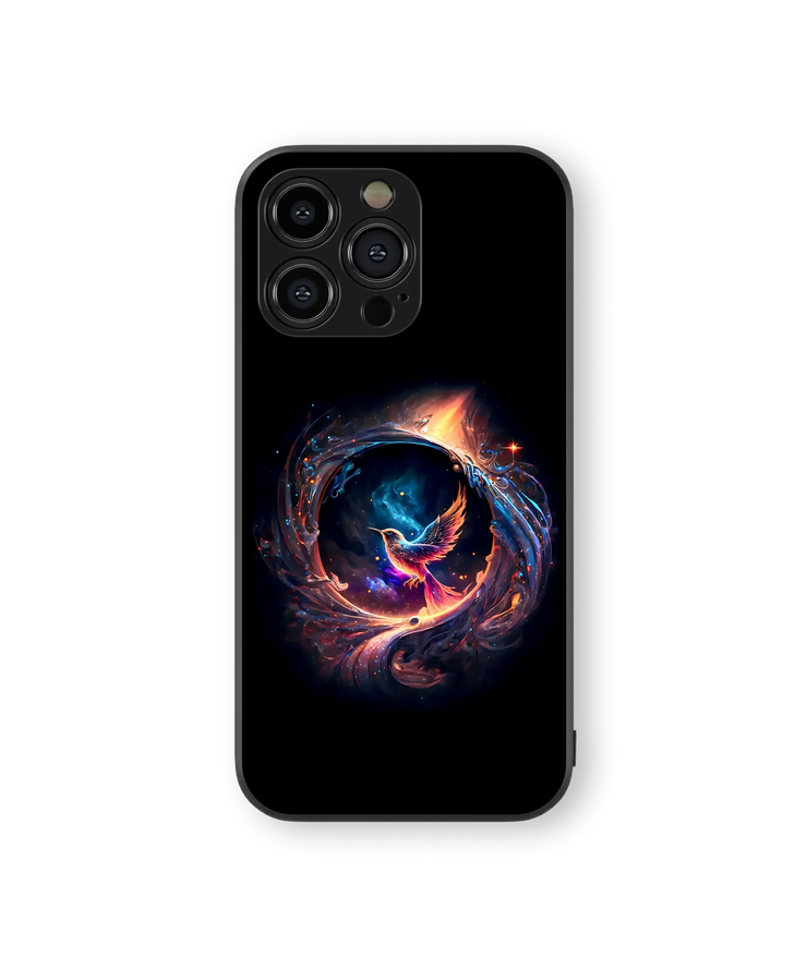 Cosmic Phoenix Glass Mobile Cover | Stellar Collection | Premium Glass Back Case