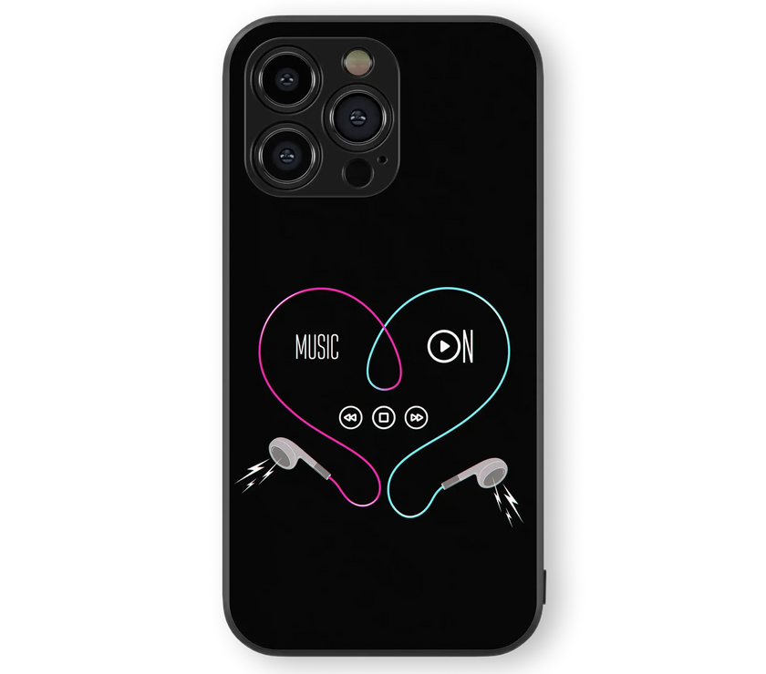 Music Lover Glass Mobile Cover | Neon Glow Series | Premium Glass Back Case