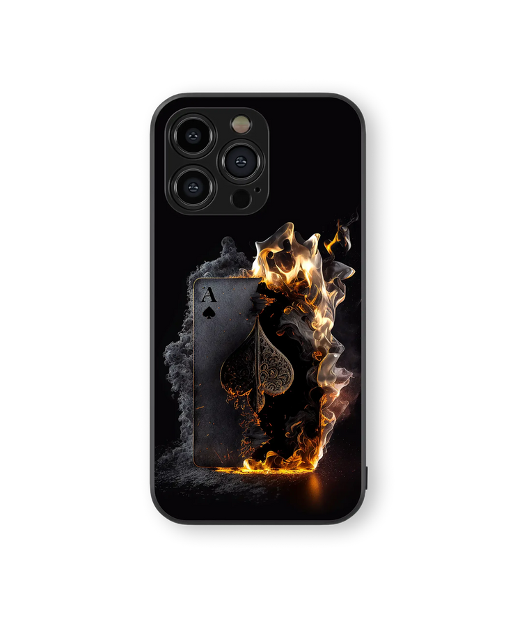 Burning Ace of Spades Glass Mobile Cover | Illusory Art Series | Premium Glass Back Case