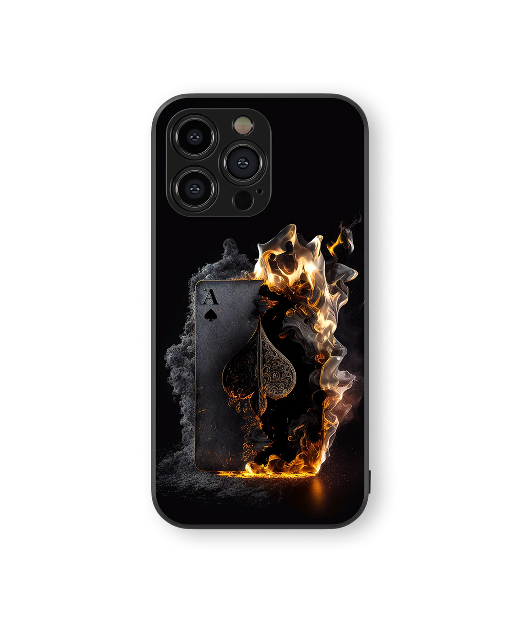Burning Ace of Spades Glass Mobile Cover | Illusory Art Series | Premium Glass Back Case