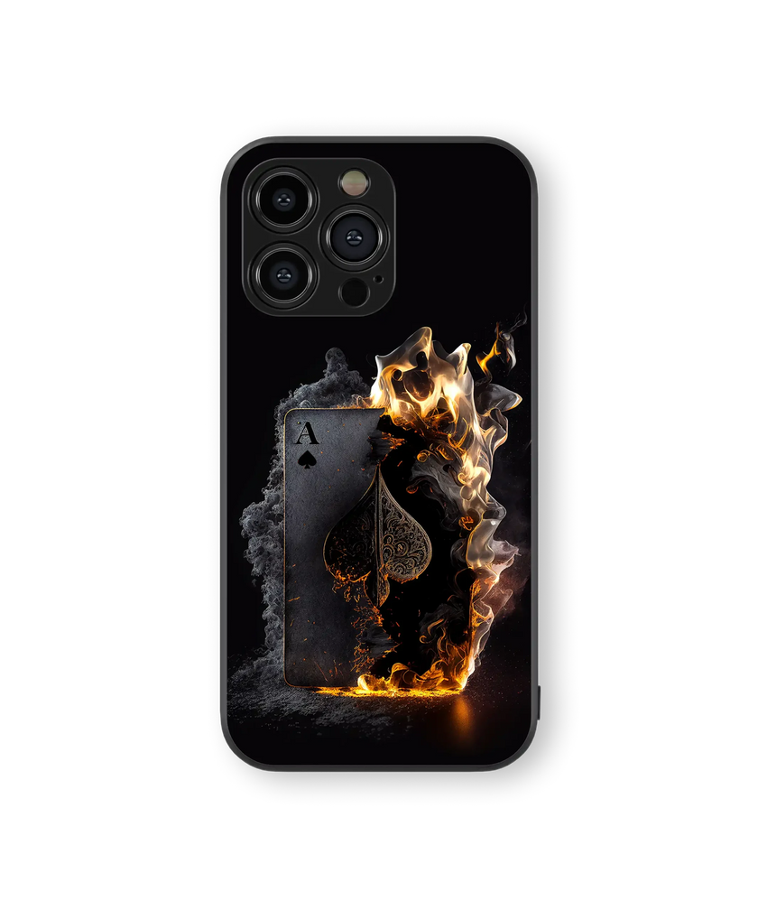 Burning Ace of Spades Glass Mobile Cover | Illusory Art Series | Premium Glass Back Case