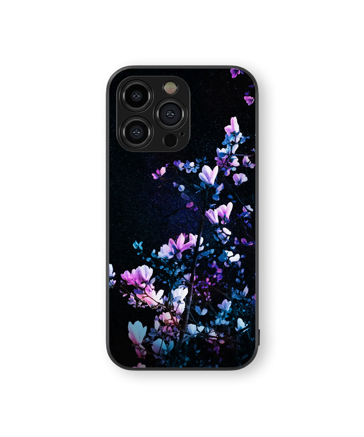 Midnight Blossoms Glass Mobile Cover | Starlight Series | Premium Glass Back Case