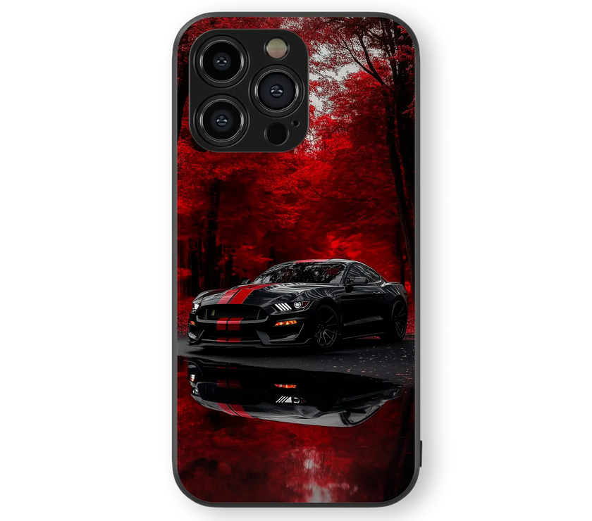 Red Autumn Sports Car Glass Mobile Cover | Racing Series | Premium Glass Back Case