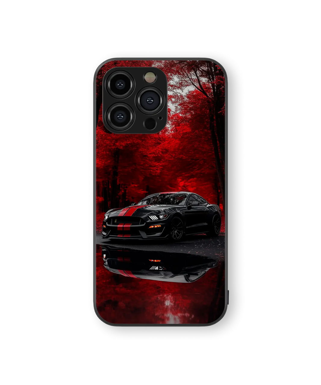 Red Autumn Sports Car Glass Mobile Cover | Racing Series | Premium Glass Back Case