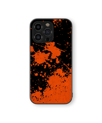 Vibrant Splash Orange & Black Glass Mobile Cover | Artistic Splatter Series | Premium Glass Back Case