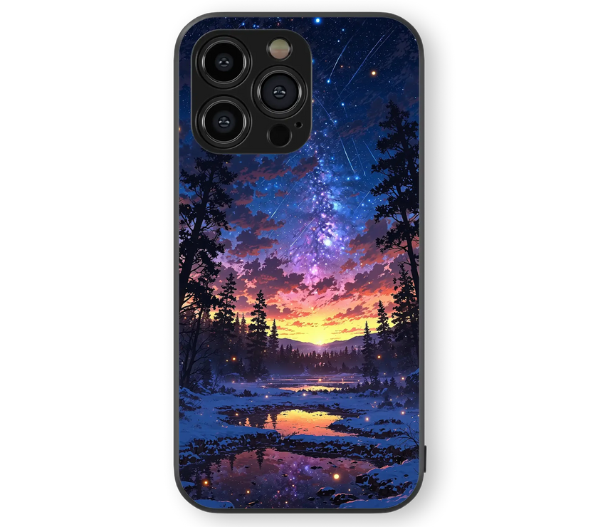 Starry Night Wilderness Glass Mobile Cover | Nature Inspired Series | Premium Glass Back Case
