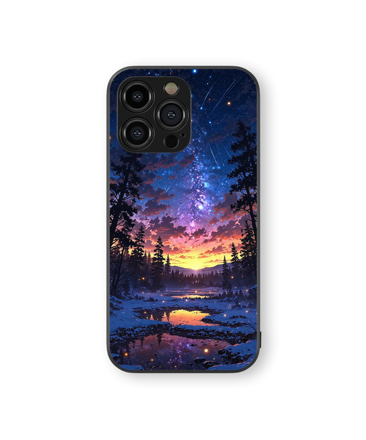 Starry Night Wilderness Glass Mobile Cover | Nature Inspired Series | Premium Glass Back Case
