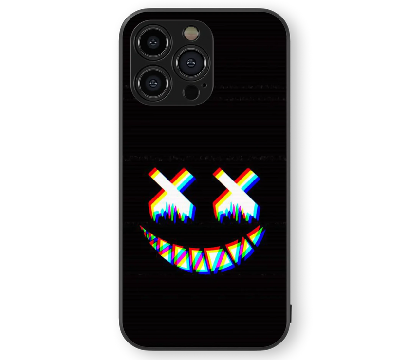 Neon Smiley Face Glass Mobile Cover | Electric Glow Series | Premium Glass Back Case