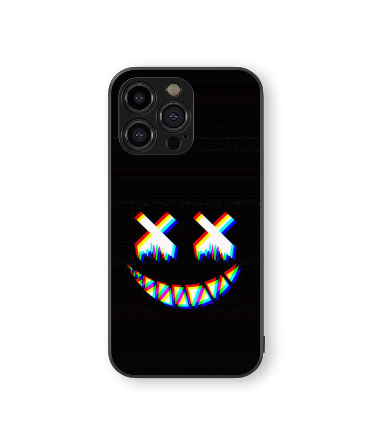Neon Smiley Face Glass Mobile Cover | Electric Glow Series | Premium Glass Back Case