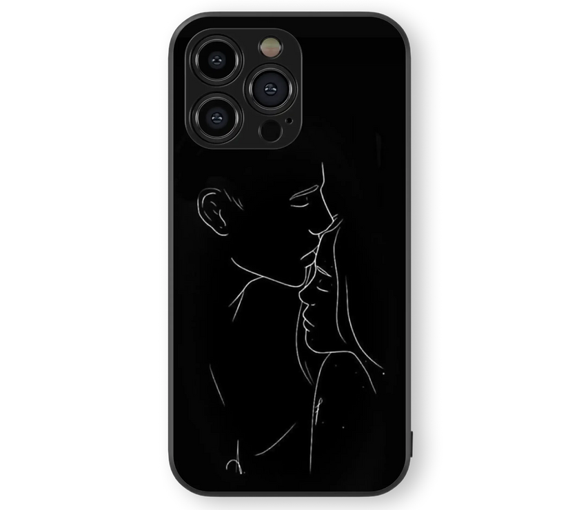 Romantic Silhouette Glass Mobile Cover | Artistic Love Series | Premium Glass Back Case