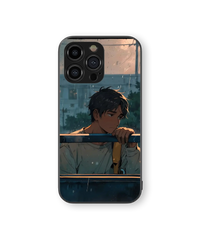 Contemplative Train Journey Glass Mobile Cover | Artistic Anime Style | Premium Glass Back Case