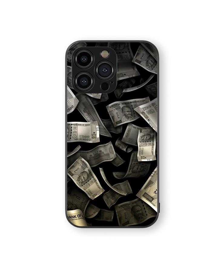 Money Heist Glass Mobile Cover | Currency Collage Series | Premium Glass Back Case