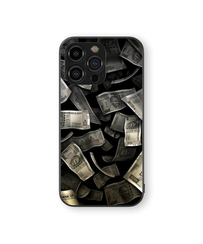 Money Heist Glass Mobile Cover | Currency Collage Series | Premium Glass Back Case