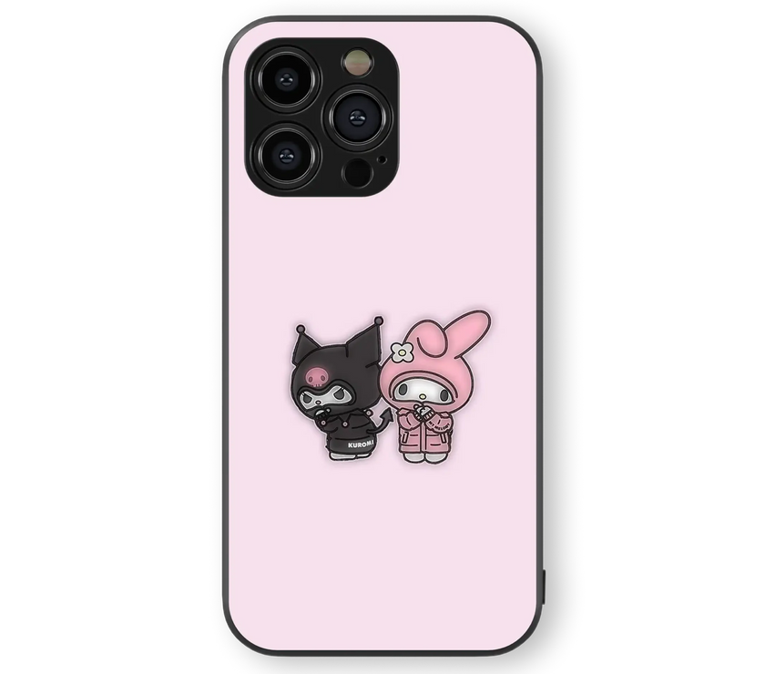 Cute Cartoon Characters Glass Mobile Cover | Kawaii Friends Series | Premium Glass Back Case
