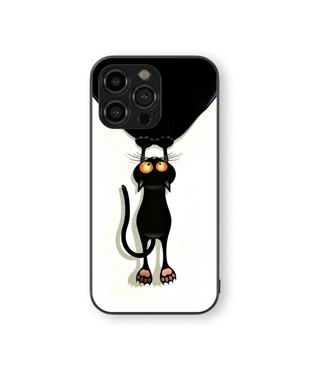 Whimsical Black Cat Glass Mobile Cover | Artistic Series | Premium Glass Back Case