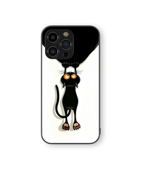 Whimsical Black Cat Glass Mobile Cover | Artistic Series | Premium Glass Back Case