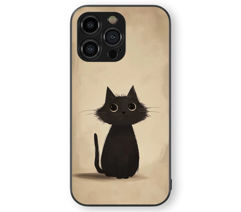 Adorable Black Cat Glass Mobile Cover | Charming Pets Series | Premium Glass Back Case