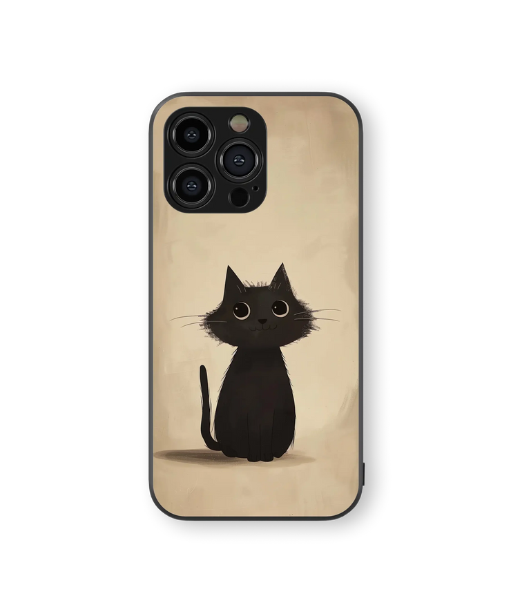 Adorable Black Cat Glass Mobile Cover | Charming Pets Series | Premium Glass Back Case