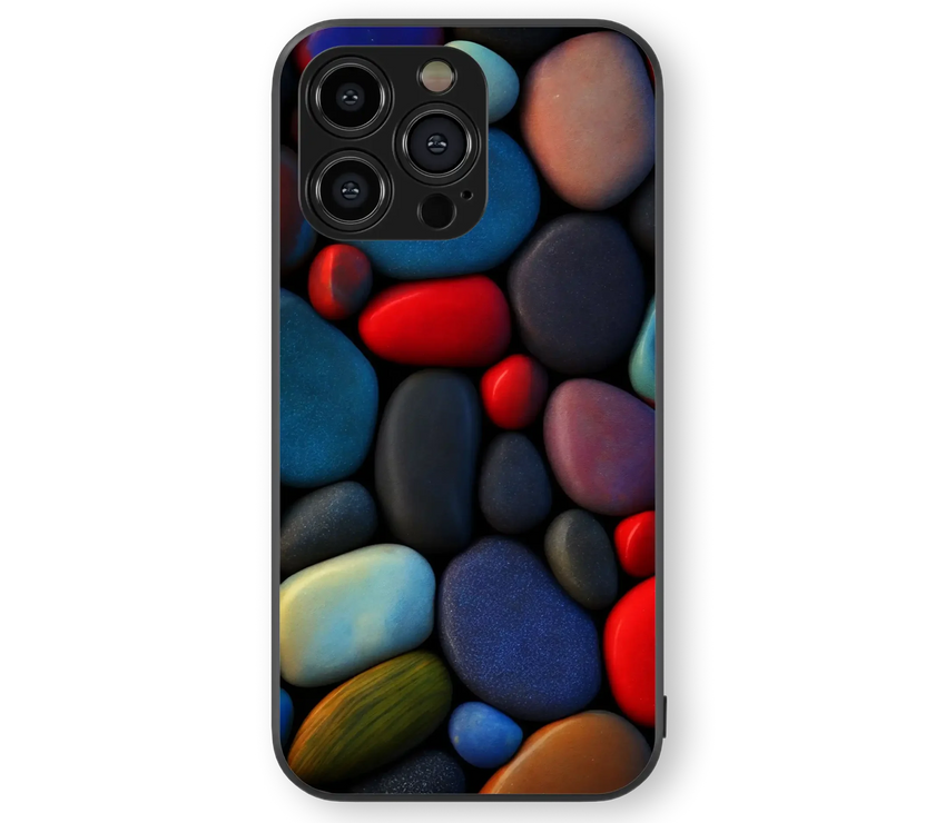 Multicolor Smooth Pebbles Glass Mobile Cover | Nature Inspired Series | Premium Glass Back Case