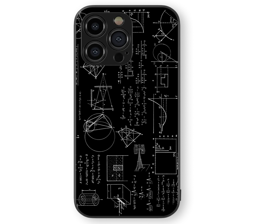 Geometric Engineering Glass Mobile Cover | Scientific Schematic Series | Premium Glass Back Case