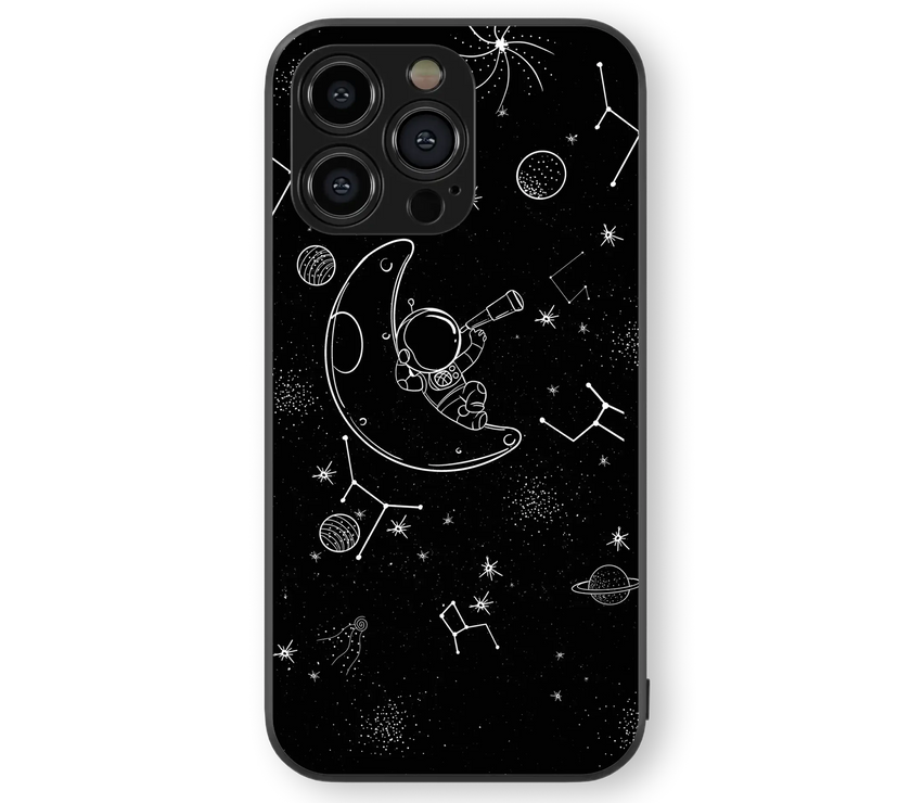 Astronaut in Space Glass Mobile Cover | Stellar Adventure Series | Premium Glass Back Case