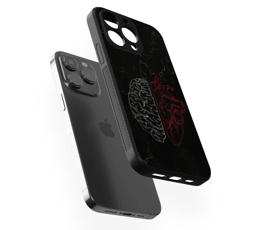 Mind & Heart Contrast | Conceptual Art Series | Premium Glass Back Case