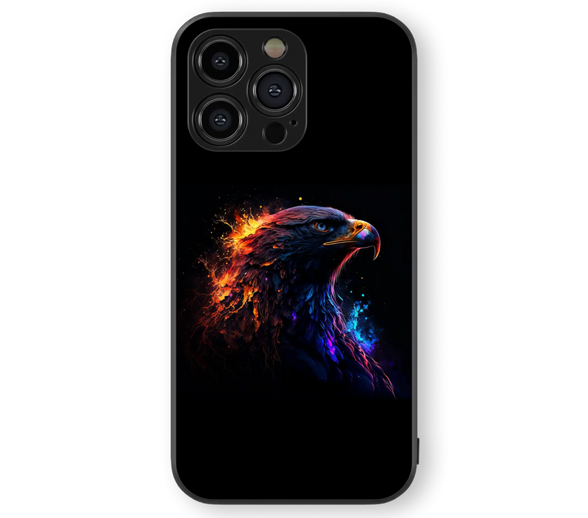 Eagle in Flame Glass Mobile Cover | Mystic Fire Series | Premium Glass Back Case