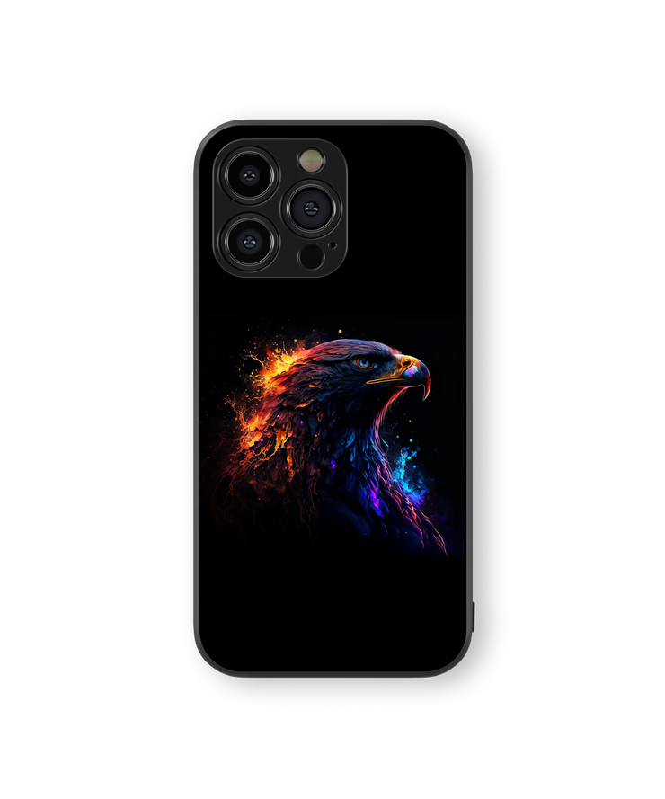 Eagle in Flame Glass Mobile Cover | Mystic Fire Series | Premium Glass Back Case