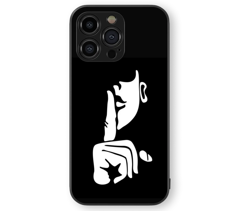 Silent Gesture Glass Mobile Cover | Minimalist Black and White Series | Premium Glass Back Case