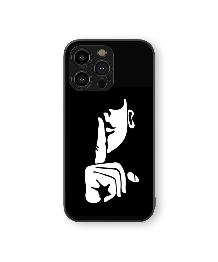 Silent Gesture Glass Mobile Cover | Minimalist Black and White Series | Premium Glass Back Case