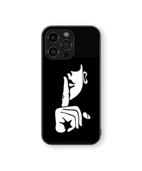 Silent Gesture Glass Mobile Cover | Minimalist Black and White Series | Premium Glass Back Case
