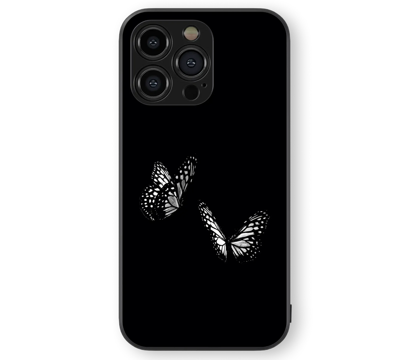 Elegant Butterfly Glass Mobile Cover | Minimalist Series | Premium Glass Back Case