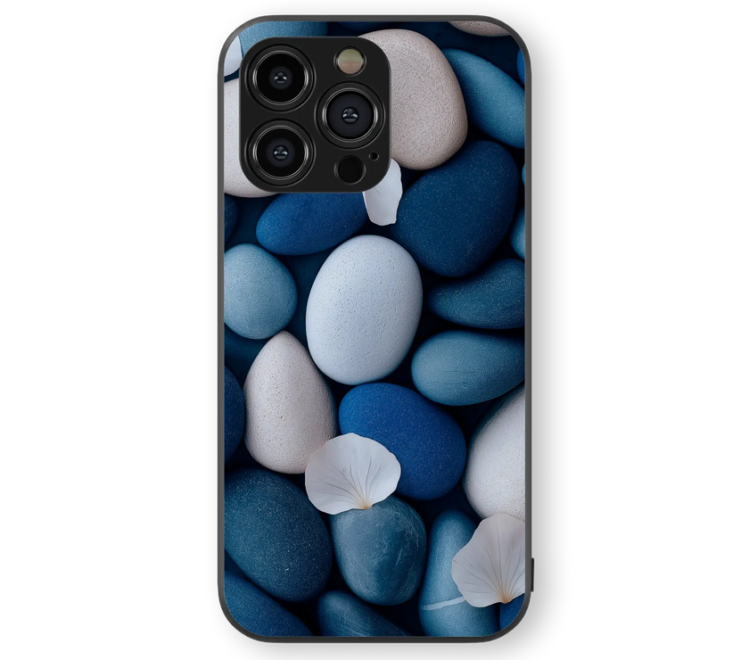Serenity Stones Glass Mobile Cover | Ocean Calm Series | Premium Glass Back Case