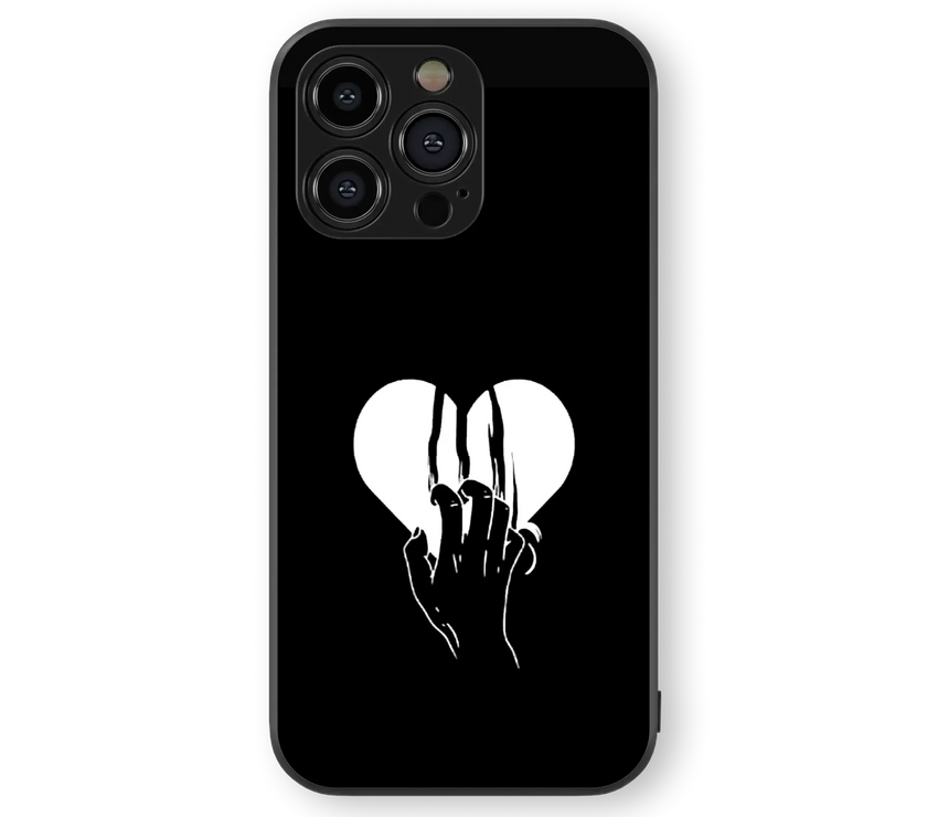 Elegant Skeleton Hand Heart Glass Mobile Cover | Gothic Series | Premium Glass Back Case