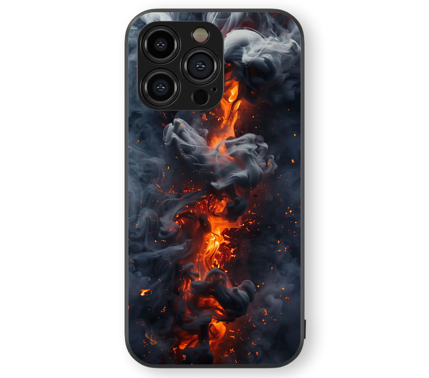 Fire and Smoke Glass Mobile Cover | Inferno Series | Premium Glass Back Case