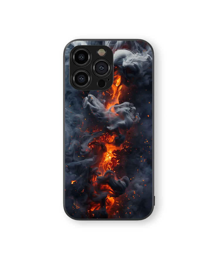 Fire and Smoke Glass Mobile Cover | Inferno Series | Premium Glass Back Case