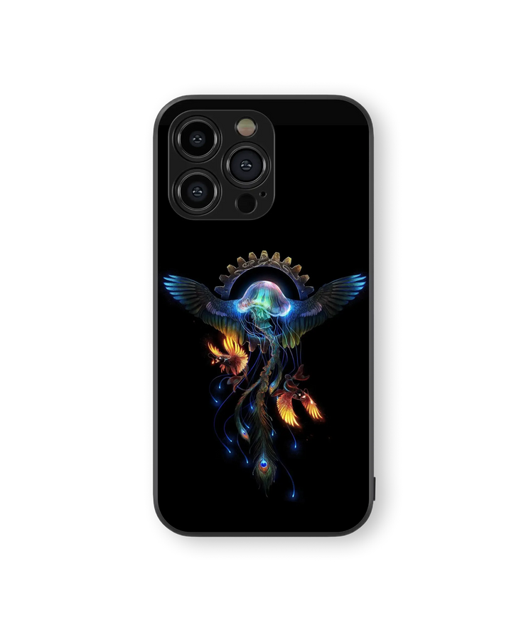 Mystic Phoenix Glass Mobile Cover | Luminous Art Series | Premium Glass Back Case