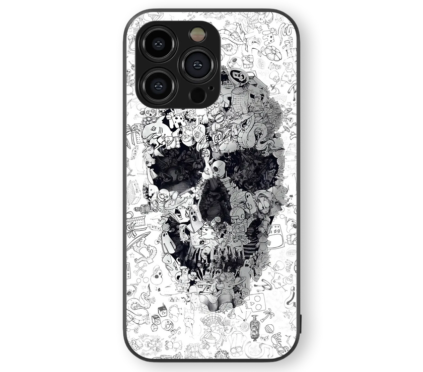 Gothic Doodle Art Glass Mobile Cover | Heart of Darkness Series | Premium Glass Back Case